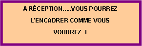 Zone de Texte: A RCEPTION..VOUS POURREZLENCADRER COMME VOUS VOUDREZ  !